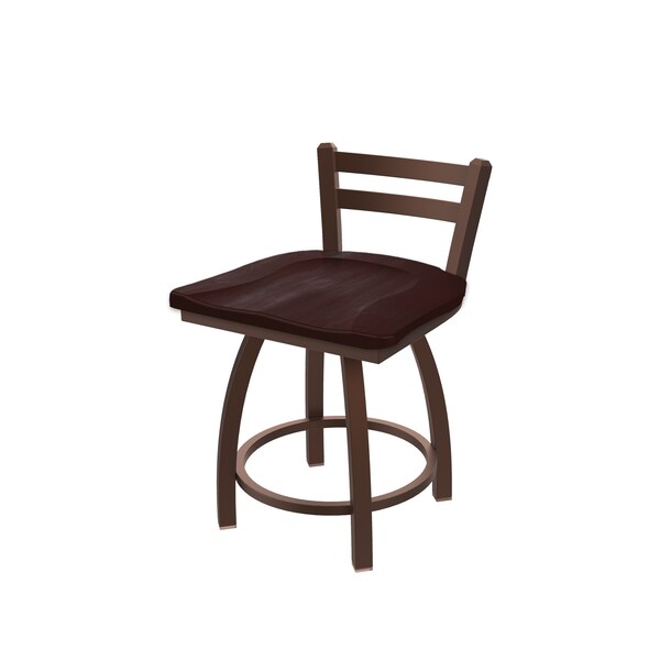 18" Low Back Swivel Vanity Stool, Bronze Finish, Dark Cherry Maple Seat